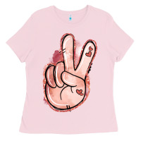 Bubblegum Pink Floral Argyle Peace Sign Ladies Tee - Jasminsmagicworld