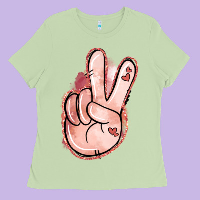 Floral Argyle Peace Sign Ladies Tee Designed By Jasminsmagicworld