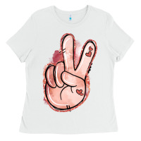 White Floral Argyle Peace Sign Ladies Tee - Jasminsmagicworld