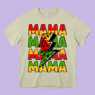 Mama Lightning Bolt Juneteenth Heavy Core Tee Designed By Lillyallendesigns