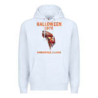 White Halloween 1978 Holiday Spooky Myers Pumpkin Haddonfield Premium Hoodie - minhPixels