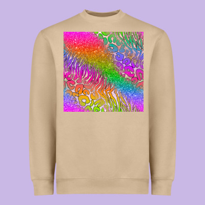 Neon Glitter Leopard Seamless Pattern Heavyweight Sweatshirt Designed By Bundleandbundleshop