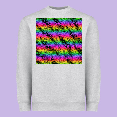 Neon Rainbow Leopard Zebra Seamless Pattern Heavyweight Sweatshirt Designed By Bundleandbundleshop