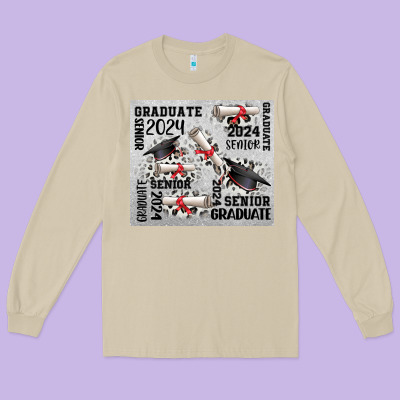 Senior 2024 Long Sleeve Tee Designed By Cowgirlartshop