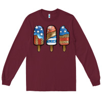 Burgundy patriotic leopard popsicles Long Sleeve Tee - Jasminsmagicworld
