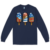 Navy patriotic leopard popsicles Long Sleeve Tee - Jasminsmagicworld