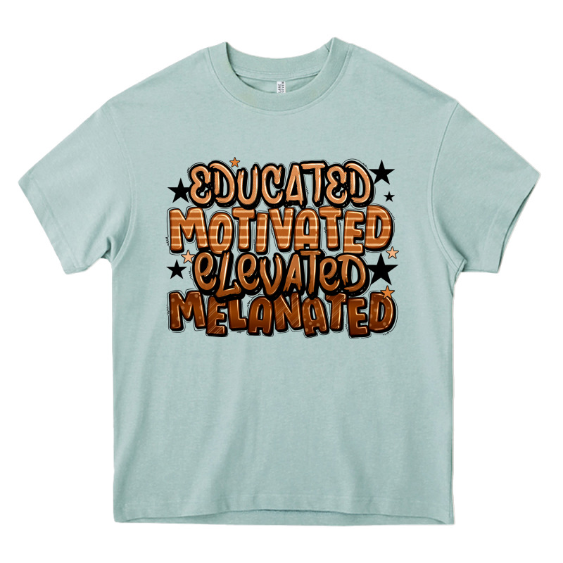 Educated Motivated Elevated Melanated Heavy Core Tee by LillyAllenDesigns | Teevron