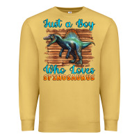 Antique Gold just a boy who loves baby spinosaurus Premium Sweatshirt - Artiststas