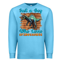 Ocean Blue just a boy who loves baby spinosaurus Premium Sweatshirt - Artiststas