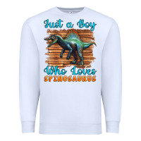 White just a boy who loves baby spinosaurus Premium Sweatshirt - Artiststas