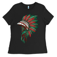 Black american flag indian headdress Ladies Tee - BarkalooDesign