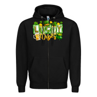 Black Lucky Vibes Zipper Hoodie - CowhideDigitalArt