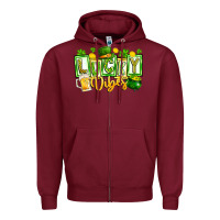 Burgundy Lucky Vibes Zipper Hoodie - CowhideDigitalArt