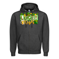 Charcoal Heather Lucky Vibes Zipper Hoodie - CowhideDigitalArt