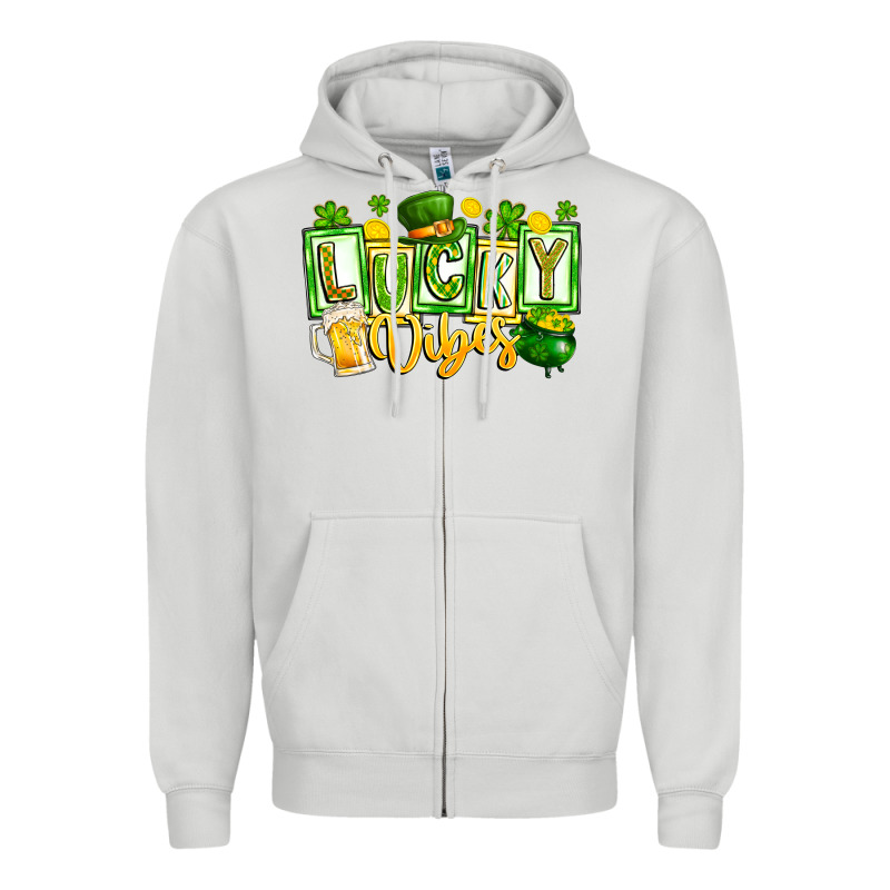 Lucky Vibes Zipper Hoodie by CowhideDigitalArt | Teevron