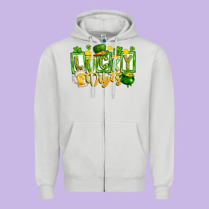 Lucky Vibes Zipper Hoodie Designed By Cowhidedigitalart