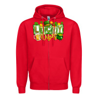 Red Lucky Vibes Zipper Hoodie - CowhideDigitalArt