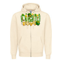 Sandshell Lucky Vibes Zipper Hoodie - CowhideDigitalArt