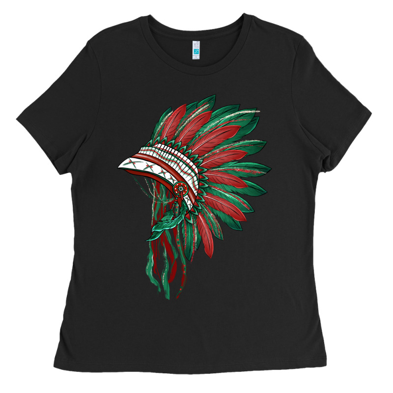 American Flag Indian Headdress Ladies Tee by BarkalooDesign | Teevron