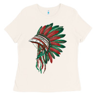 Bone american flag indian headdress Ladies Tee - BarkalooDesign