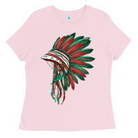Bubblegum Pink american flag indian headdress Ladies Tee - BarkalooDesign