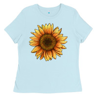 Baby Blue sunflower Ladies Tee - BarkalooDesign