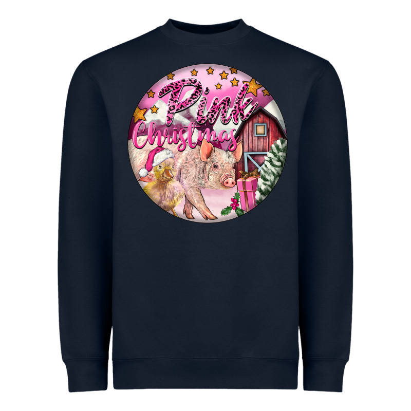 Pink Christmas Pig Heavyweight Sweatshirt by FaDigitalArtStudio | Teevron
