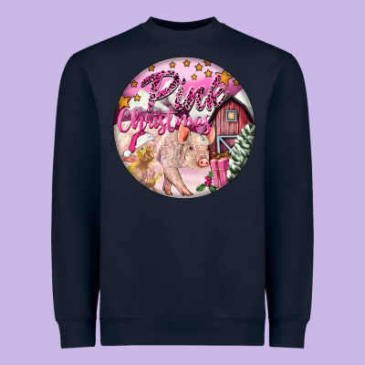 Pink Christmas Pig Heavyweight Sweatshirt Designed By Fadigitalartstudio