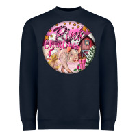 Navy pink christmas pig Heavyweight Sweatshirt - FaDigitalArtStudio