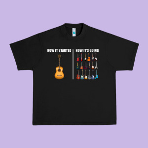Guitars How It Started How It's Going Guitar Players Funny Urban Heavy Tee Designed By Minhpixels