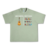 Oil Green Guitars How it Started How It's Going Guitar Players Funny Urban Heavy Tee - minhPixels