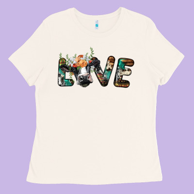 Love With Holstein Cow Ladies Tee Designed By Barkaloodesign
