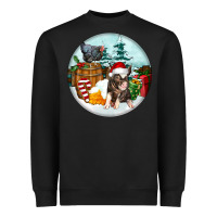 Black Christmas Pig With Chicken Heavyweight Sweatshirt - FaDigitalArtStudio