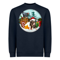 Navy Christmas Pig With Chicken Heavyweight Sweatshirt - FaDigitalArtStudio