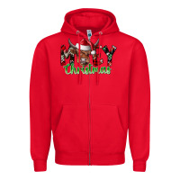 Red moey Christmas Zipper Hoodie - CowhideDigitalArt
