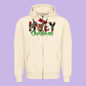 Moey Christmas Zipper Hoodie Designed By Cowhidedigitalart