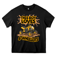Black Kids Atv Outfit 4 Wheeler Mudding Gift- Boys Four Wheeler Heavy Core Tee - minhPixels