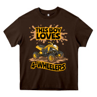 Chocolate Brown Kids Atv Outfit 4 Wheeler Mudding Gift- Boys Four Wheeler Heavy Core Tee - minhPixels