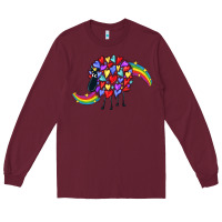 Burgundy Rainbow sheep Long Sleeve Tee - CowGirlArtShop