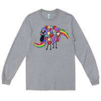 Heather Grey Rainbow sheep Long Sleeve Tee - CowGirlArtShop