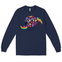 Navy Rainbow sheep Long Sleeve Tee - CowGirlArtShop