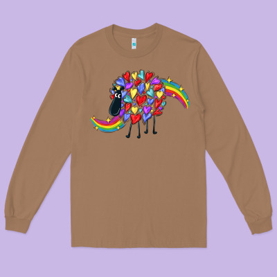 Rainbow Sheep Long Sleeve Tee Designed By Cowgirlartshop
