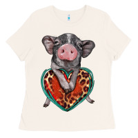 Bone baby pig with leopard heart Ladies Tee - BarkalooDesign