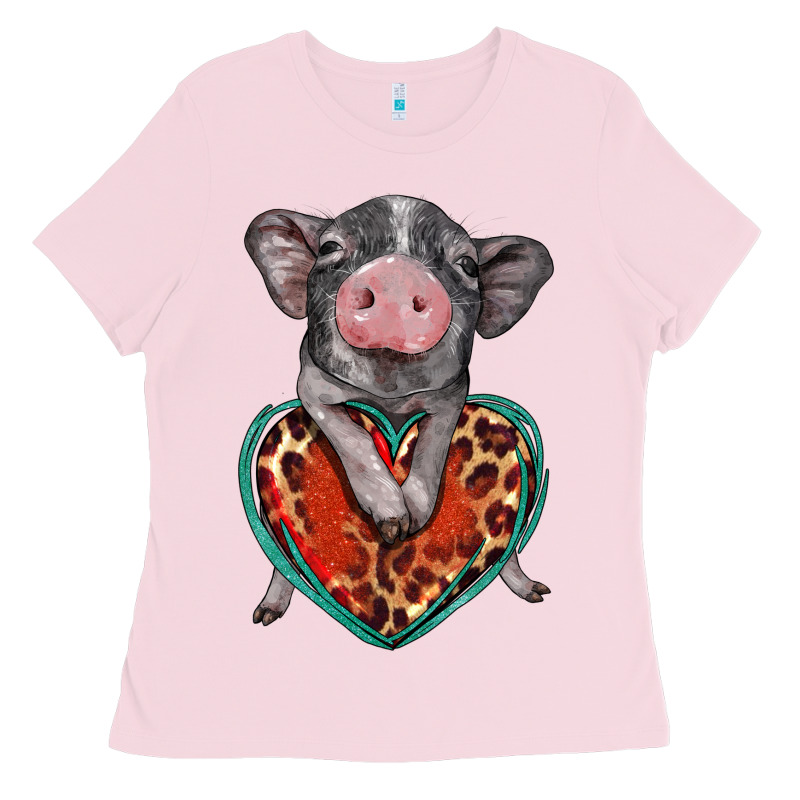 Baby Pig With Leopard Heart Ladies Tee by BarkalooDesign | Teevron