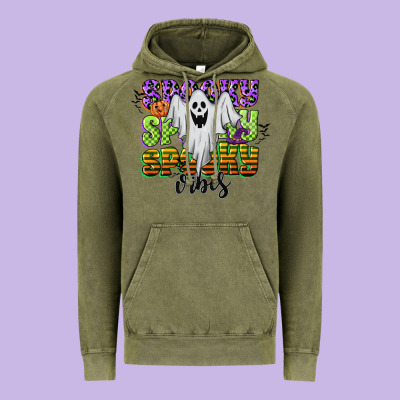 Spooky Spooky Spooky Vibes Vintage Hoodie Designed By Cowgirlartshop