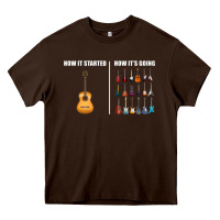 Chocolate Brown Guitars How it Started How It's Going Guitar Players Funny Heavy Core Tee - minhPixels