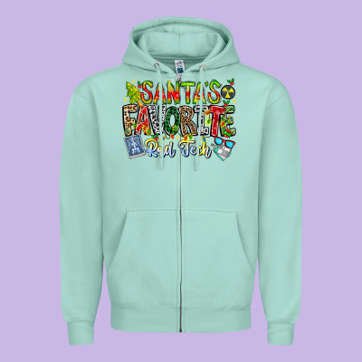 Santa's Favorite Rad Tech Zipper Hoodie Designed By Cowhidedigitalart