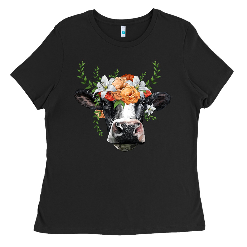 Holstein Cow Head Ladies Tee by BarkalooDesign | Teevron