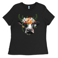 Black holstein cow head Ladies Tee - BarkalooDesign