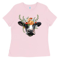 Bubblegum Pink holstein cow head Ladies Tee - BarkalooDesign